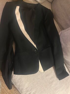 BCBGMaxAzria Black Blazer with Cream Contrast Trim